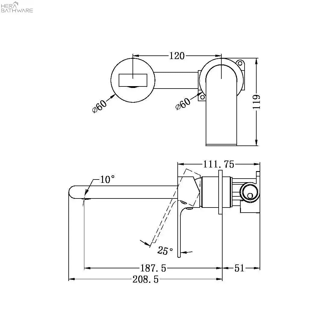 BIANCA Wall Basin Mixer Seperate