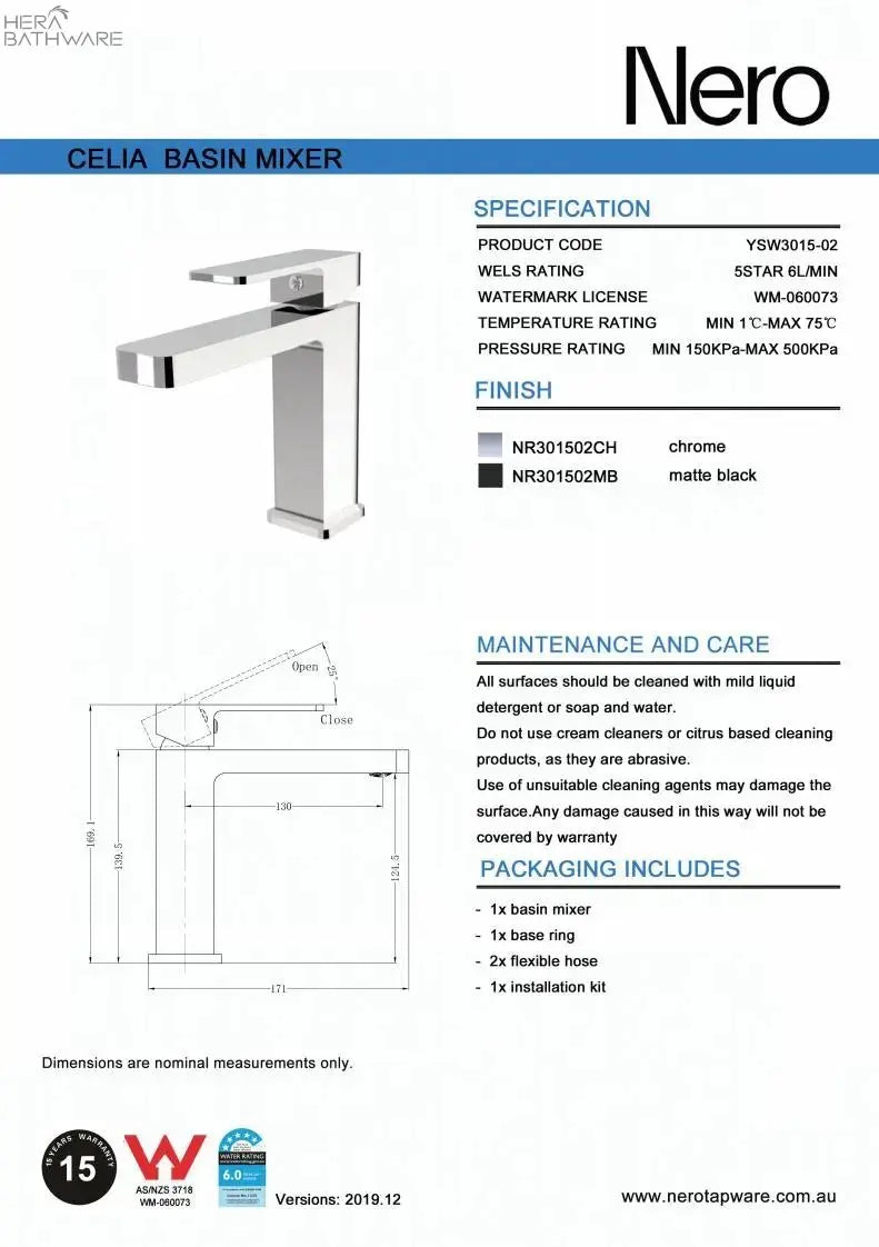CELIA Basin Mixer Builders Range