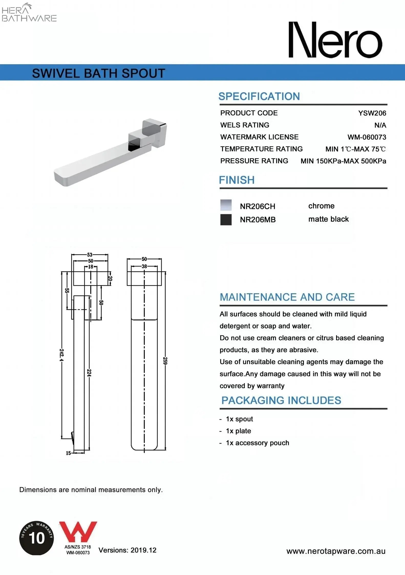 CELIA Swivel Bath Spout