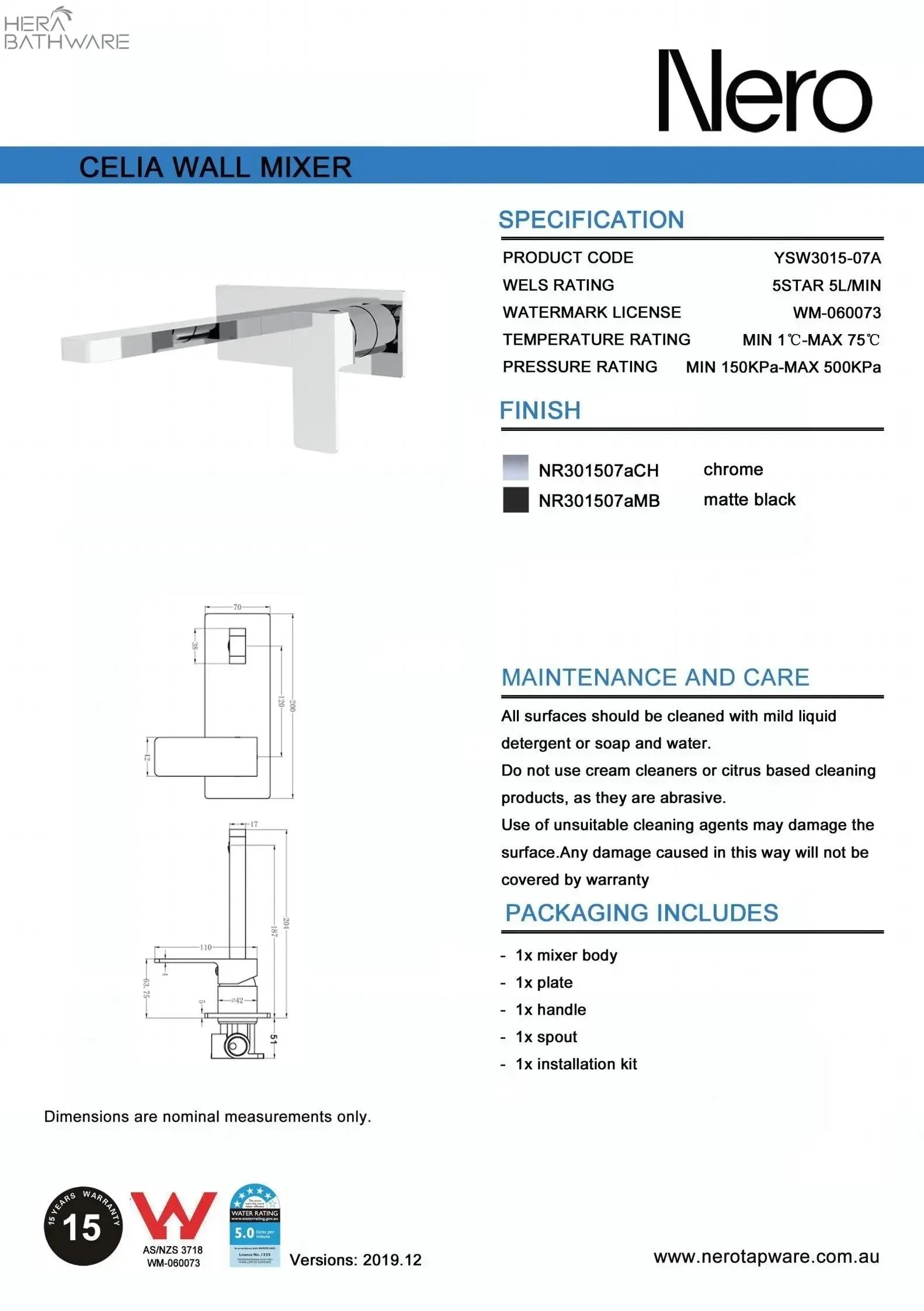 CELIA Wall Basin Mixer