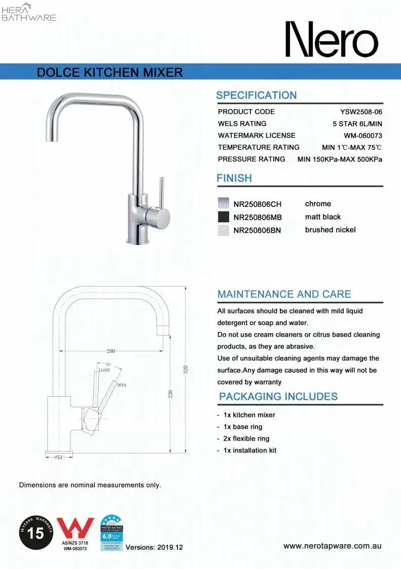 DOLCE Square Shape Kitchen Mixer