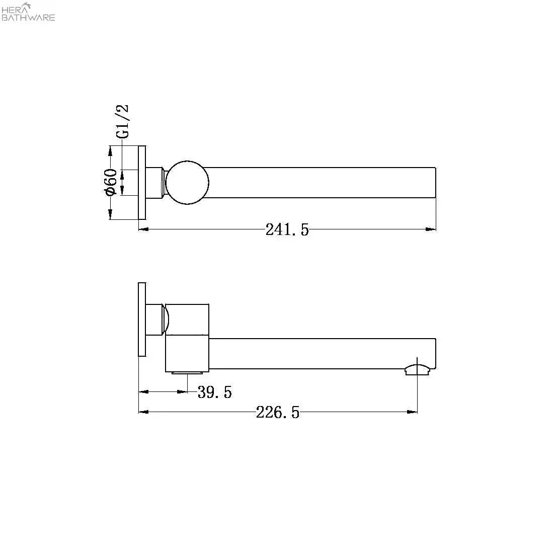 DOLCE Wall Mounted Swivel Bath Spout