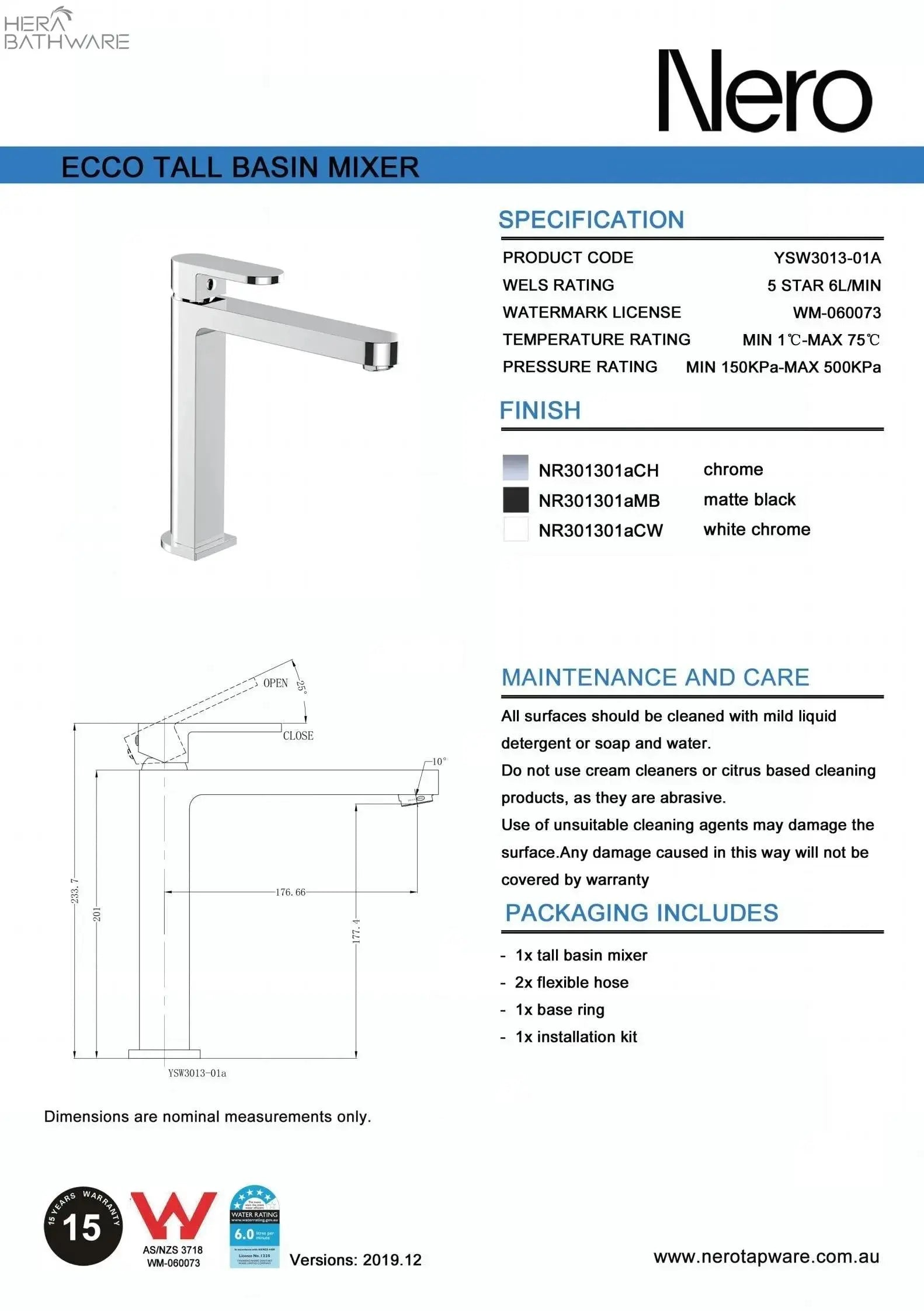 ECCO Tall basin mixer