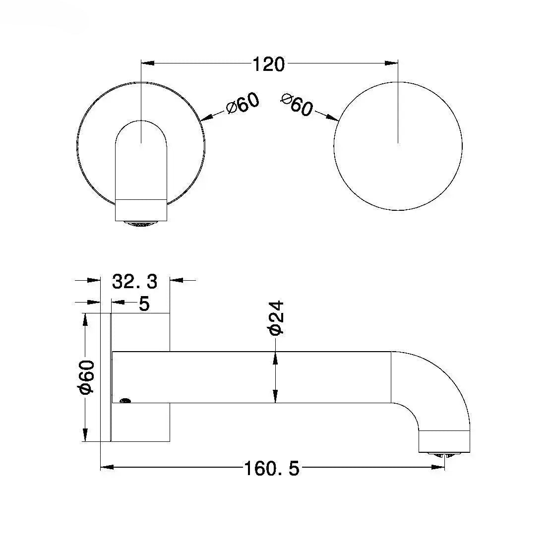 KARA Progressive Wall Basin Set Trim Kits - 230mm