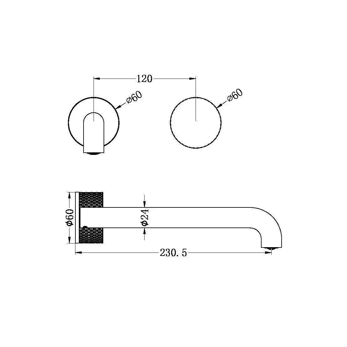 Opal Progressive Wall Basin/Bath Mixer - 230mm