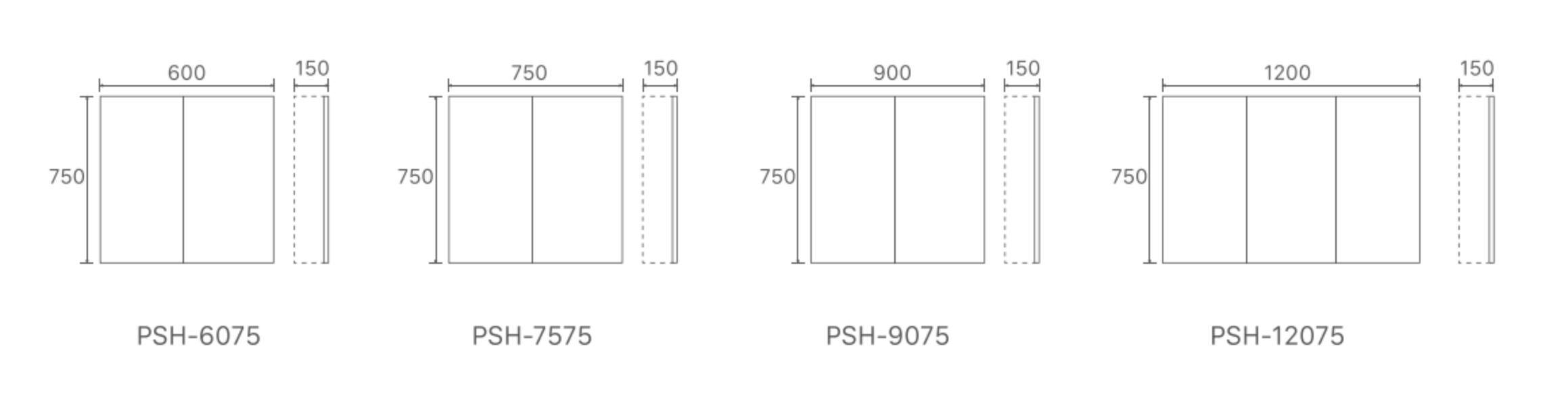 Brighton Rectangular Shaving Cabinet 600mm-1200mm