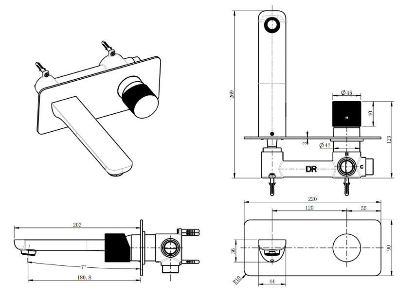QI KASTEN Wall Mixer and Spout