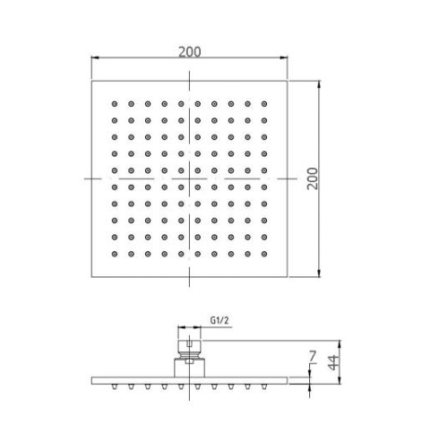 ECKIG Square Brass  Shower Head 200mm