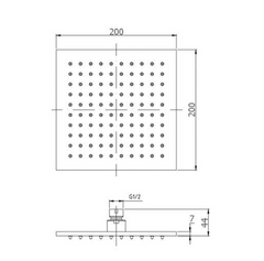 ECKIG Square Brass  Shower Head 200mm
