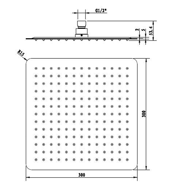 ECKIG Square Stainless Steel Shower Head 300mm