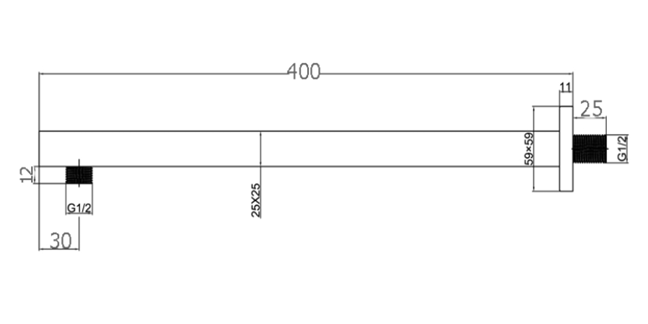 RUND Round Straight Wall Shower Arm 400mm