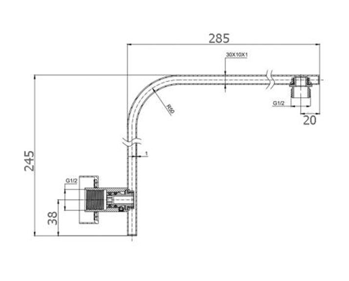 ECKIG Square High Rise Wall Shower Arm