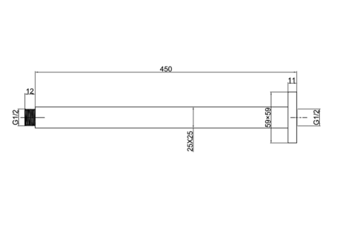RUND Round Ceiling Shower Arm 450mm