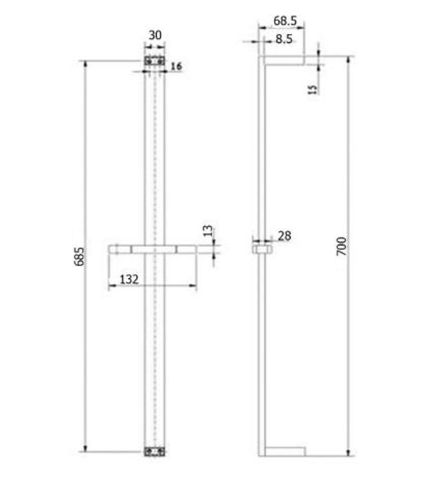 HANDEL ECKIG Square Shower on Rail