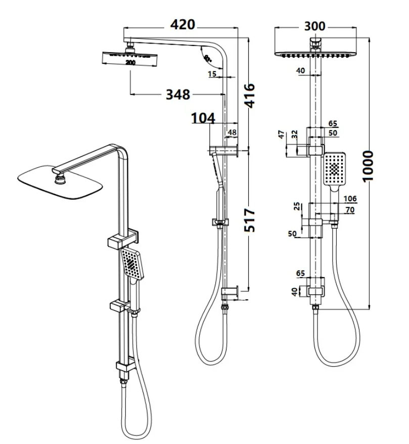 KASTEN Square Shower Combo Set