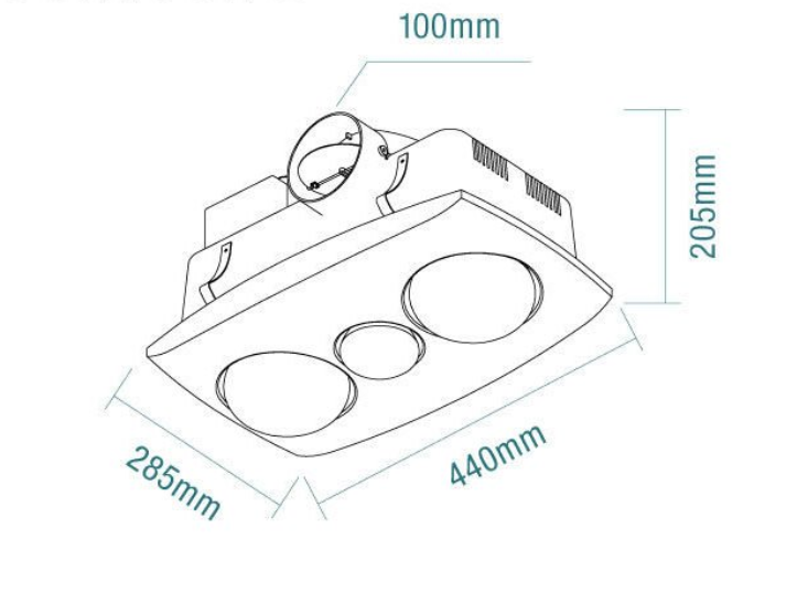 Contour 2 3-in-1 Bathroom Heater with 2 Heat Lamps, Exhaust Fan and LED Light