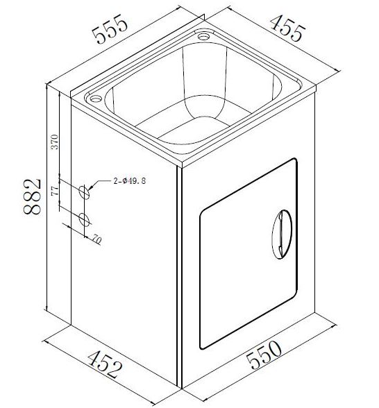 BLT560 Stainless Steel Laundry Sink and Trough Cabinet 560x450x880mm