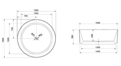 1500mm Arcadia Free Standing Round Grooved Bath Tub