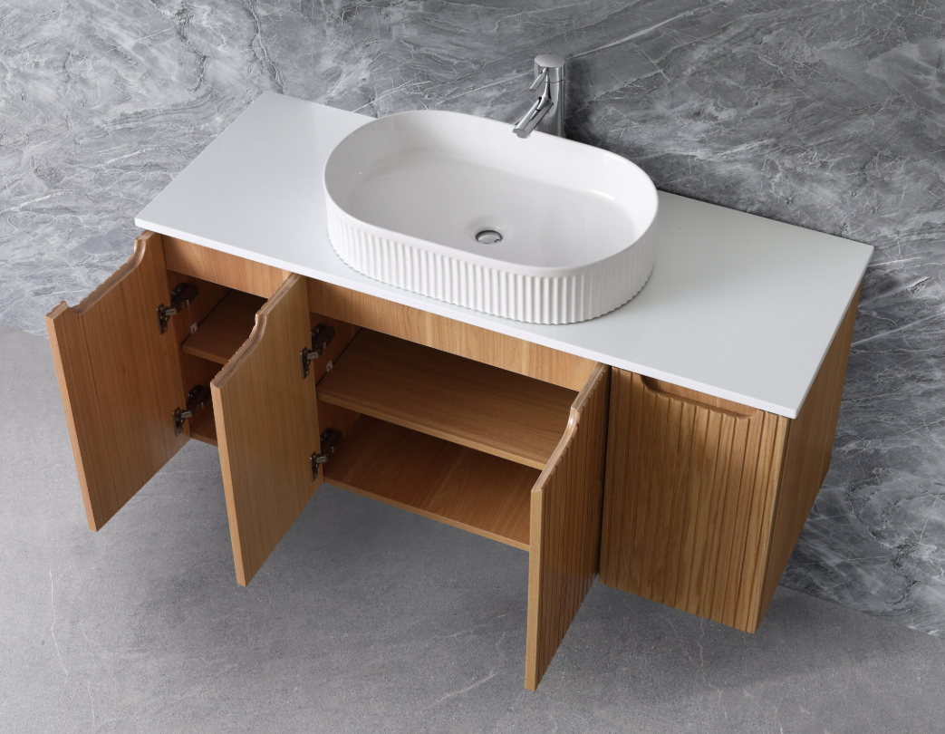 Duplex Fluted Wall Hung Vanity 900mm
