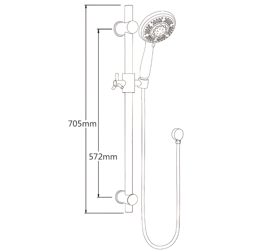 MH02 Round Hand Shower on Rail