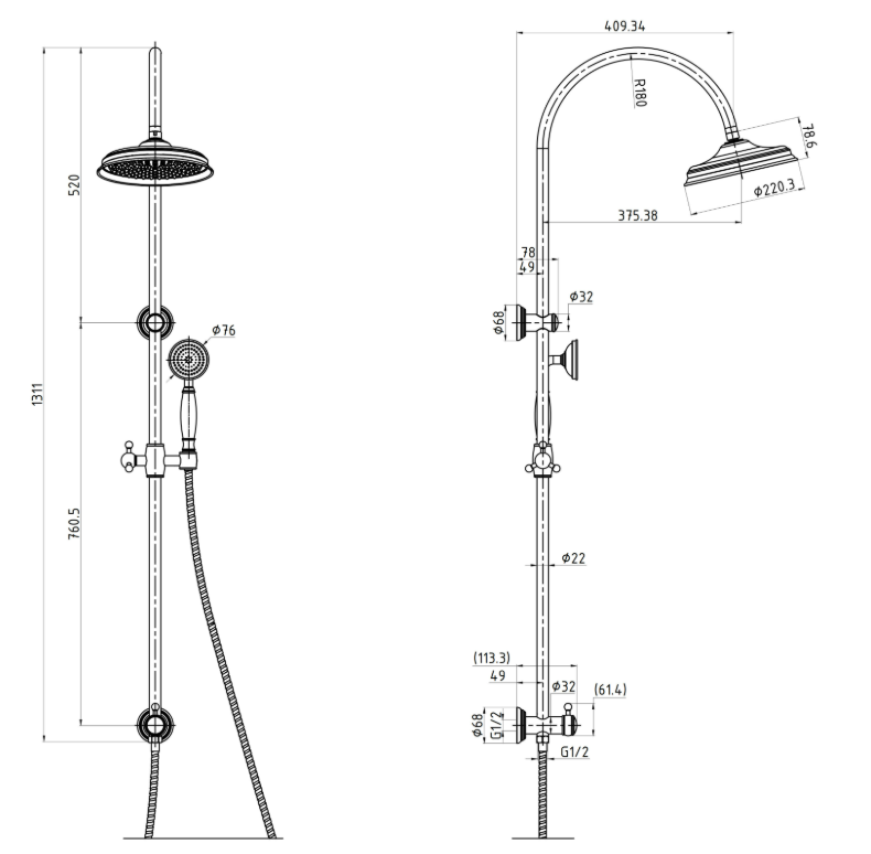 HPA868-201 Clasico Shower Set