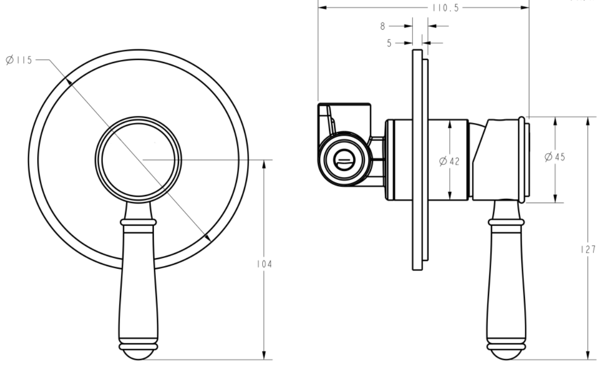 HYB868-301A Clasico Wall Mixer / Ceramic Handle
