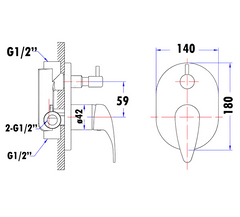 PM-3002SW Ruby Wall Mixer Diverter
