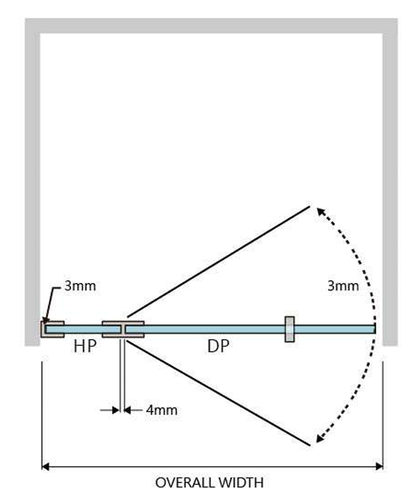 Gem Series (C) Front Only (745mm – 1520mm) Frameless Hinge Door Shower Screen