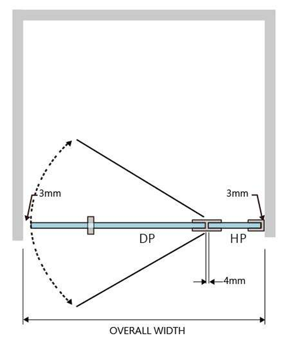 Gem Series (C) Front Only (745mm – 1520mm) Frameless Hinge Door Shower Screen
