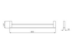BK1602-800 ECKIG Double Towel Rail 800MM