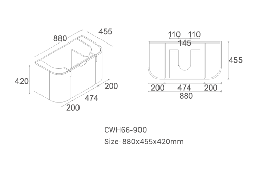 Plateau 900mm Wall Hung Vanity