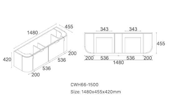 Plateau 1500mm Wall Hung Vanity