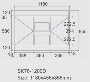 Quinn Free Standing Vanity Double Bowl Top - 1200mm