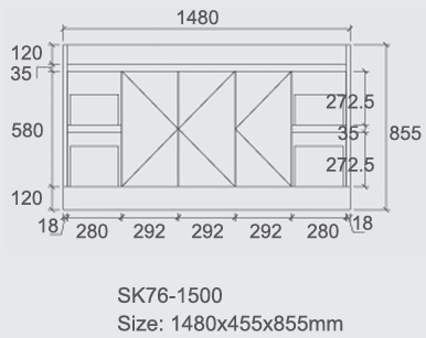 Quinn Free Standing Vanity with Double Bowl Top - 1500mm
