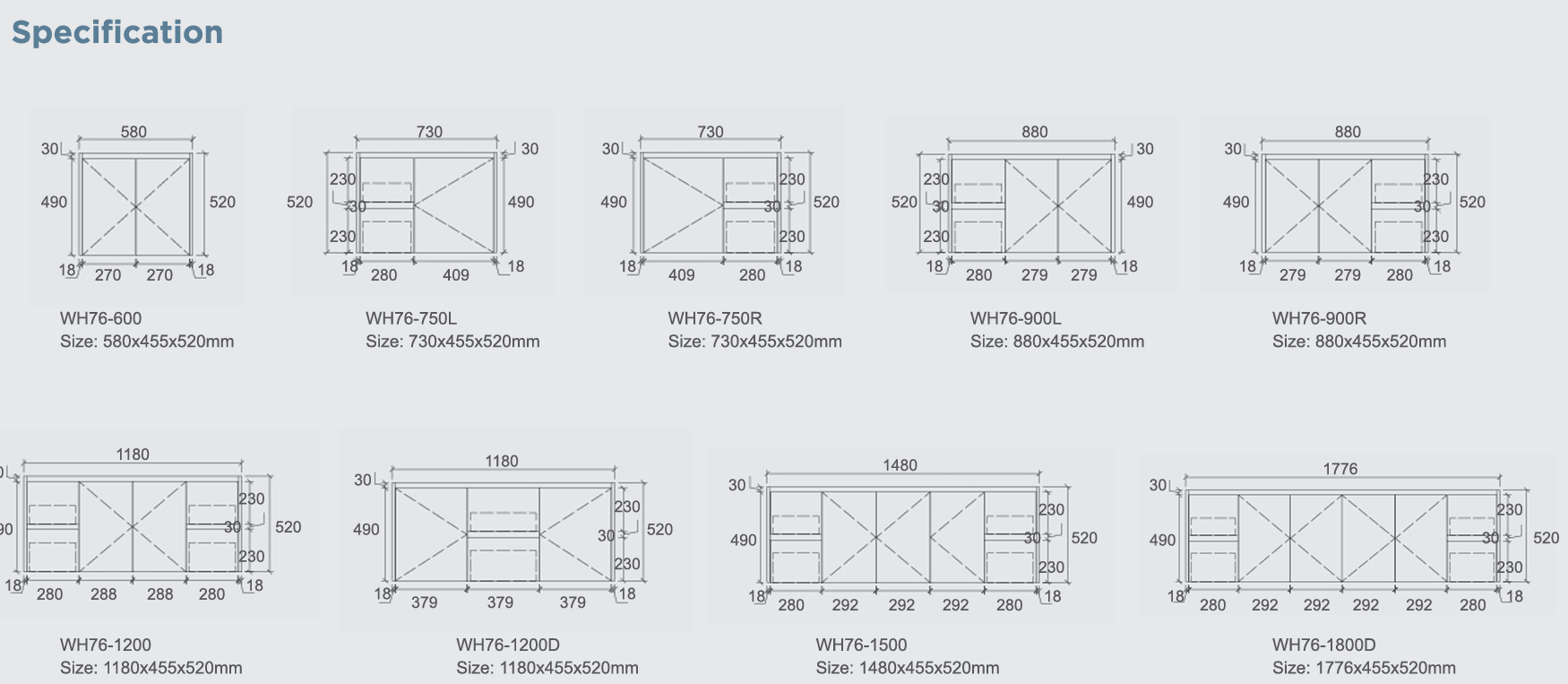 Luna Wall Hung Vanity 600mm