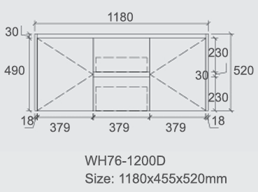 Luna Wall Hung Vanity 1200mm Double Bowl Top