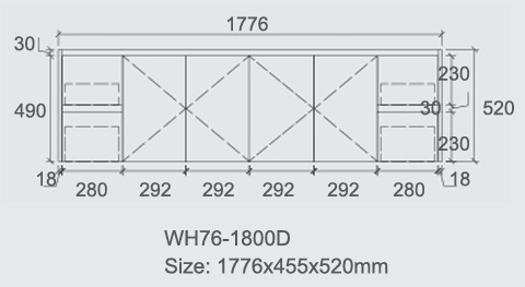 Luna Wall Hung Vanity 1800mm Double Bowl Top