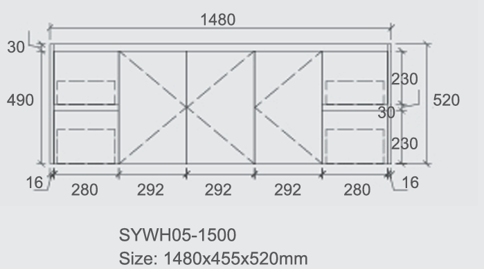 Royce Wall Hung Vanity 1500mm Double Bowl Top