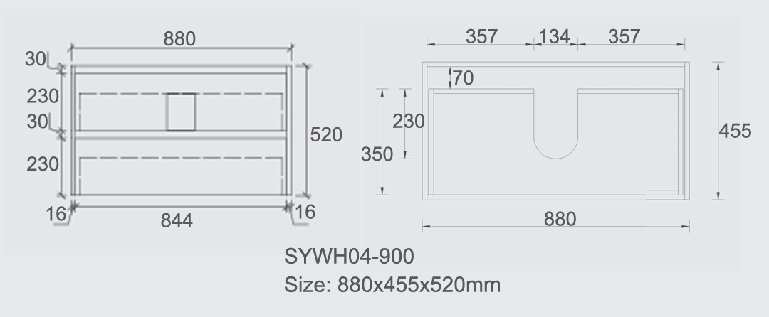 Mina Wall Hung Vanity 900mm