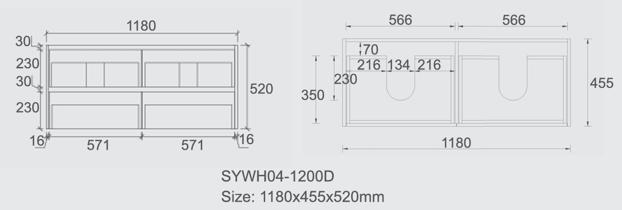 Mina Wall Hung Vanity 1200mm Double Bowl