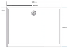 White Polymarble Shower Base with 1200 side Centre Rear Drain 1200*900mm