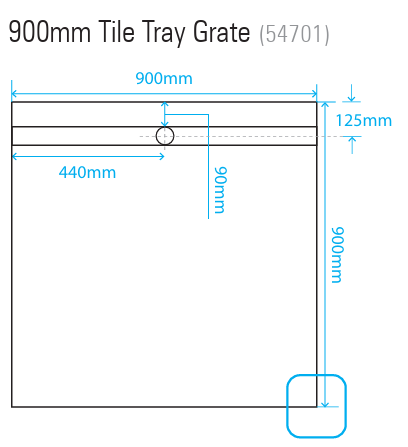 Akril Tile Tray with Long Grate on 900mm side - 900*900mm