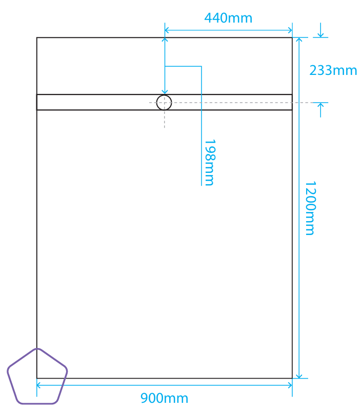 Akril Tile Tray with Long Grate on 900mm side - 1200*900mm