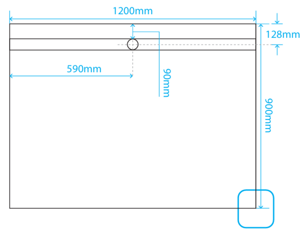 Akril Tile Tray with Long Grate on 1200mm side - 1200*900mm