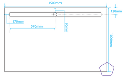 Akril Tile Tray with Long Grate on 1500mm side - 1500*1000mm