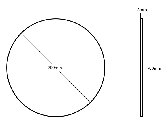 Frameless Polished Edge Round Mirror 600-900mm