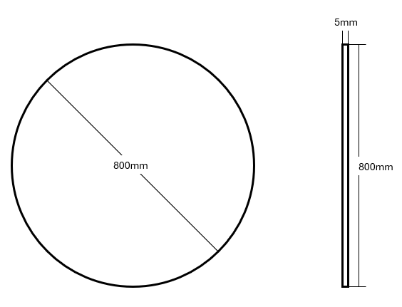 Frameless Polished Edge Round Mirror 600-900mm