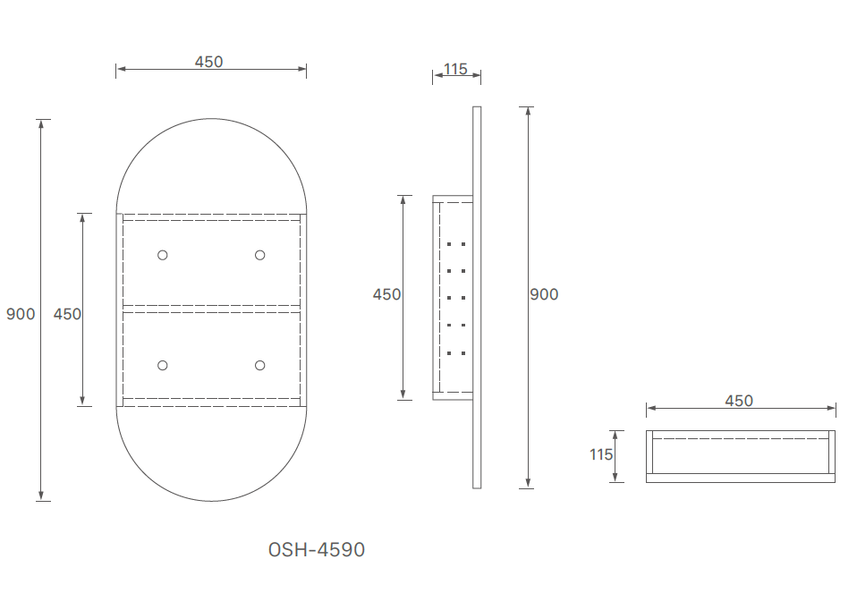 Krystal Pill Oval Shape Shaving Cabinet