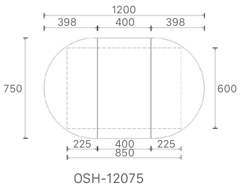 Amber Collection Oval Shaving Cabinet 900mm-1500mm