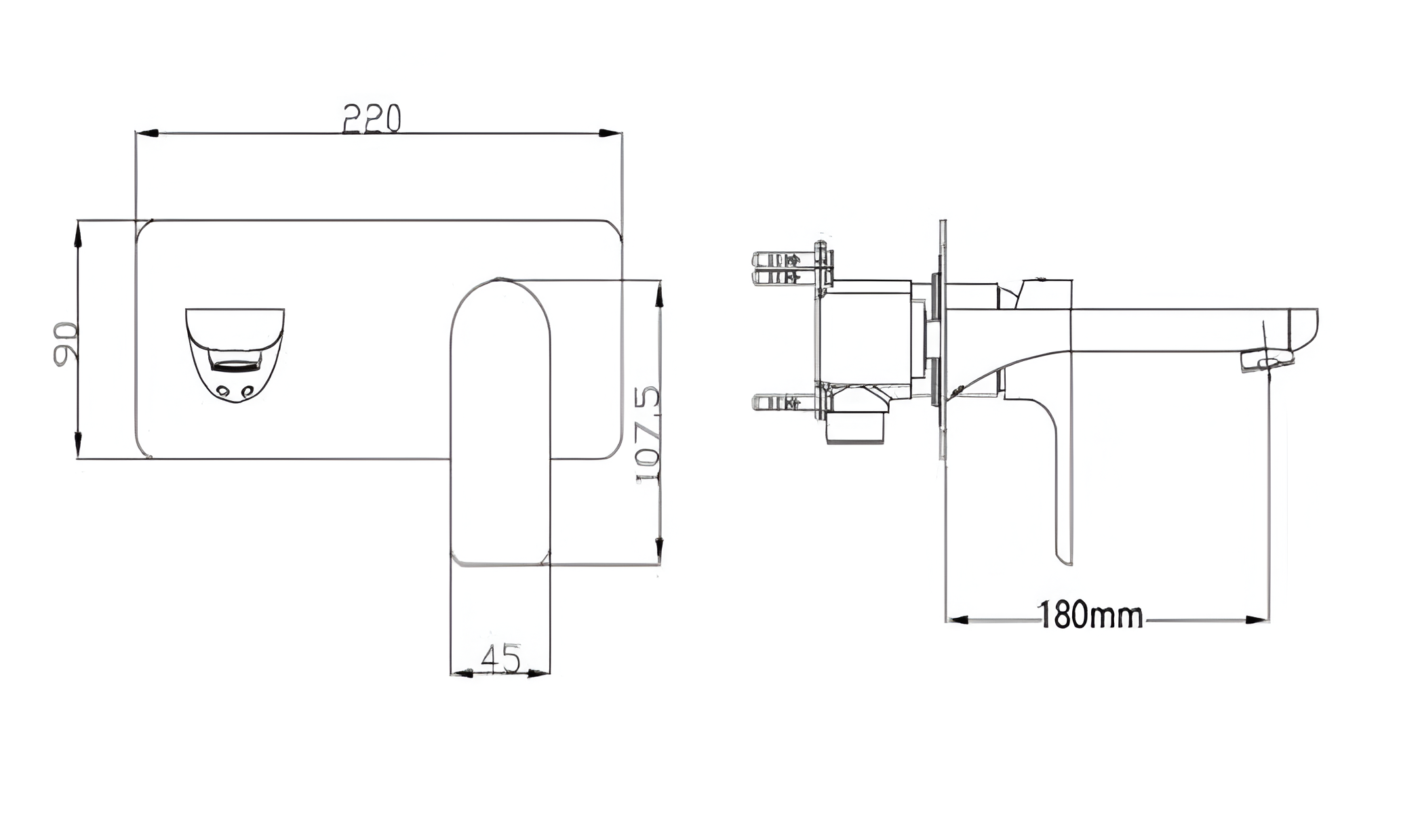 LUXUS Basin/Bath Wall Mixer with 180mm Spout